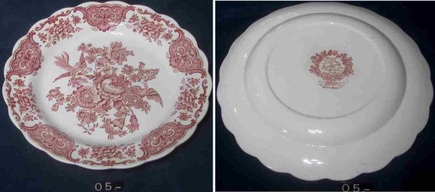 05 PLATO PORCELANA RIDGWAY FAISANES GRANATE